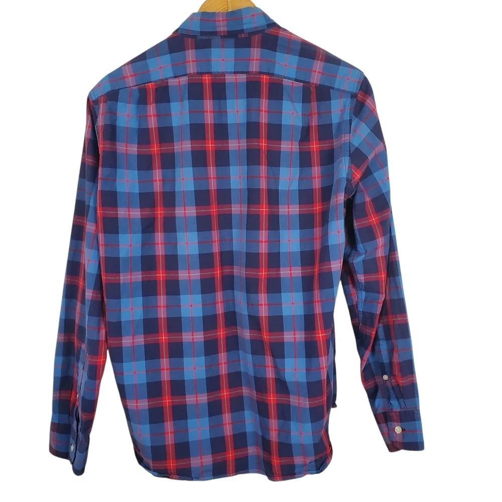 J. Crew Blue and Red Plaid Casual Button Down Shirt. MED. C0039